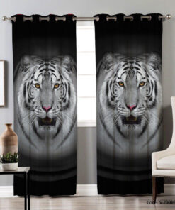 پرده پانچی اتاق خواب مدل ببر نقره ای