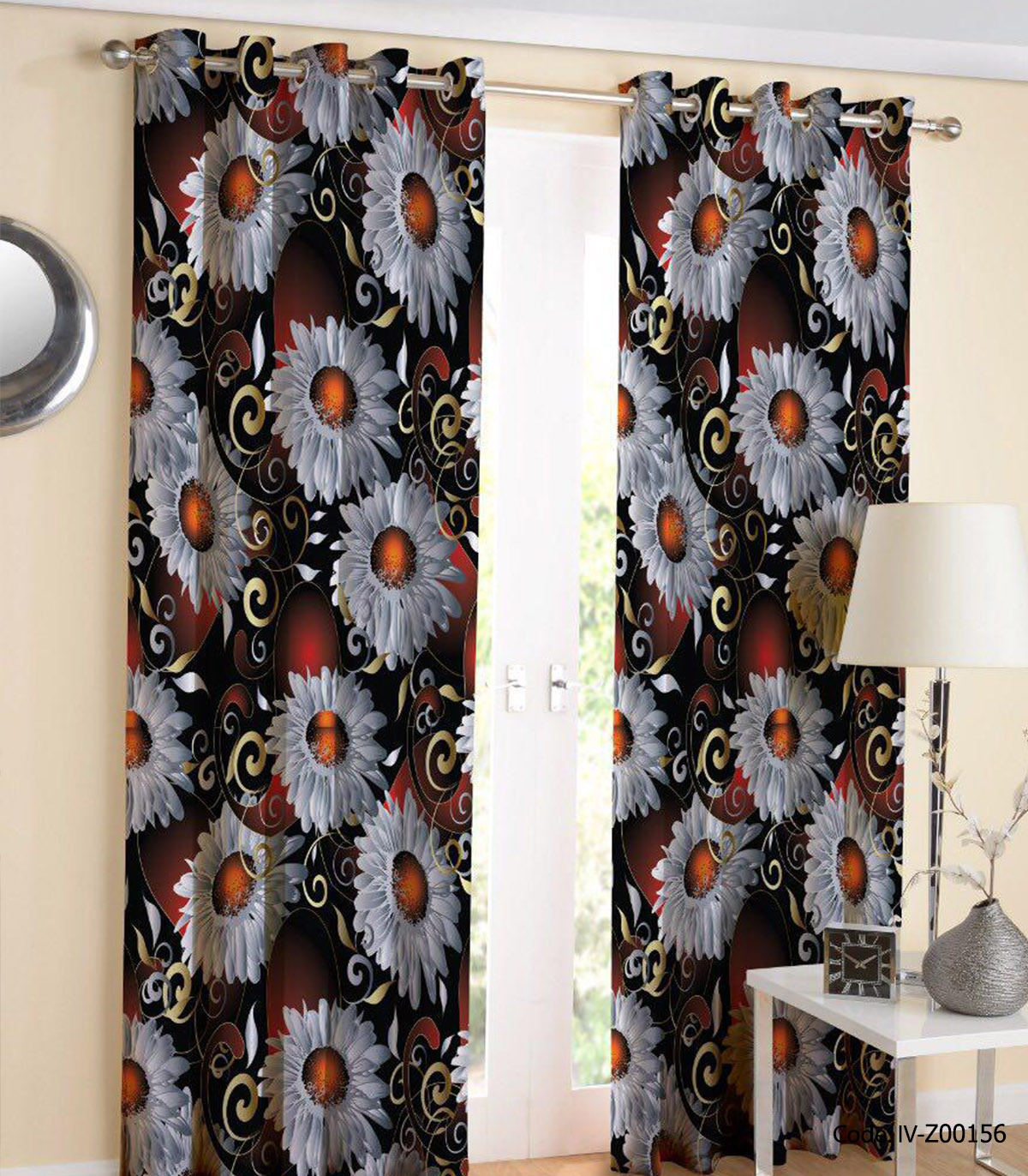 پرده پانچی 2 تکه اتاق خواب مدل سالومه