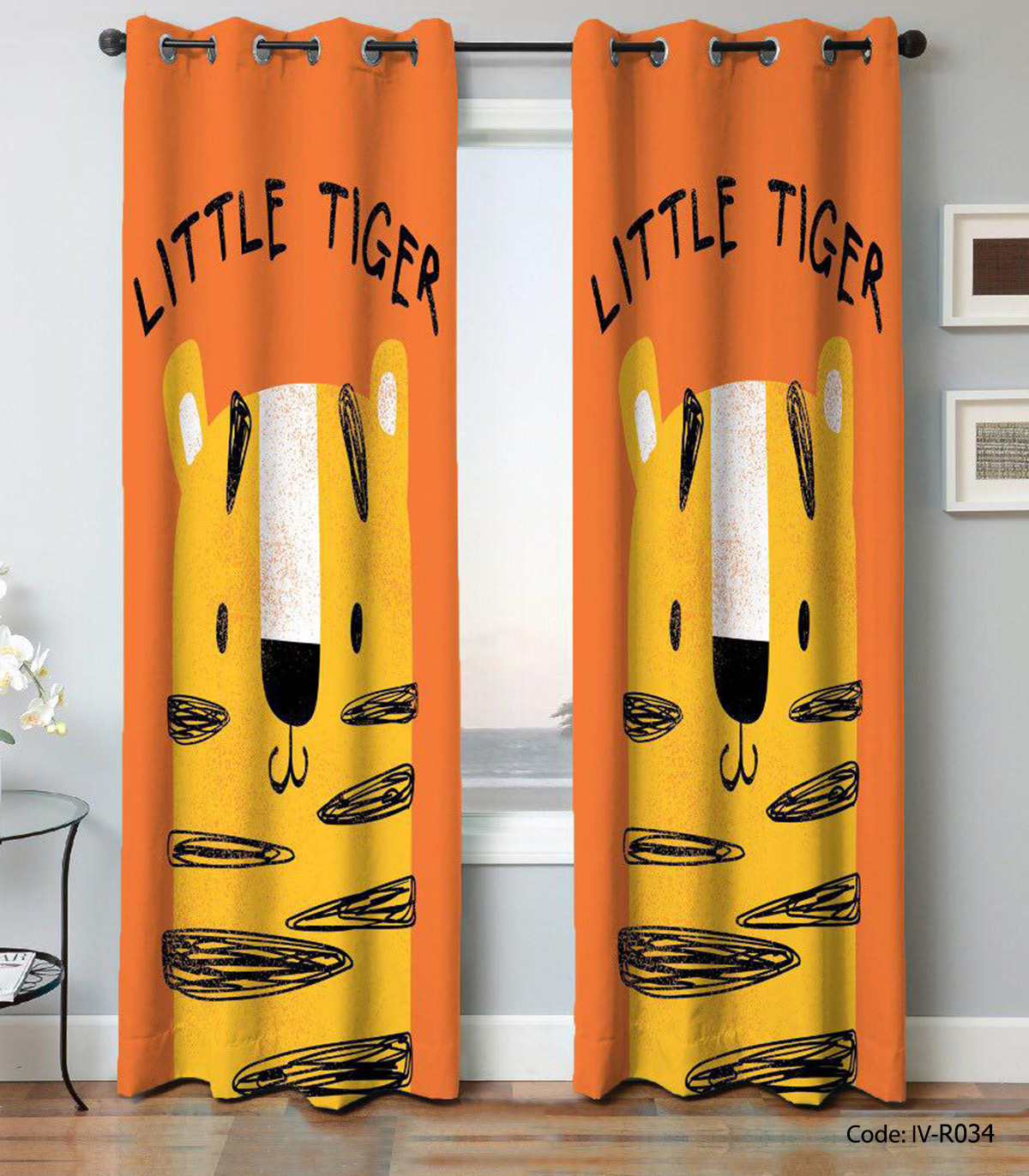 پرده پانچی دو تکه اتاق کودک مدل LITTEL TIGER