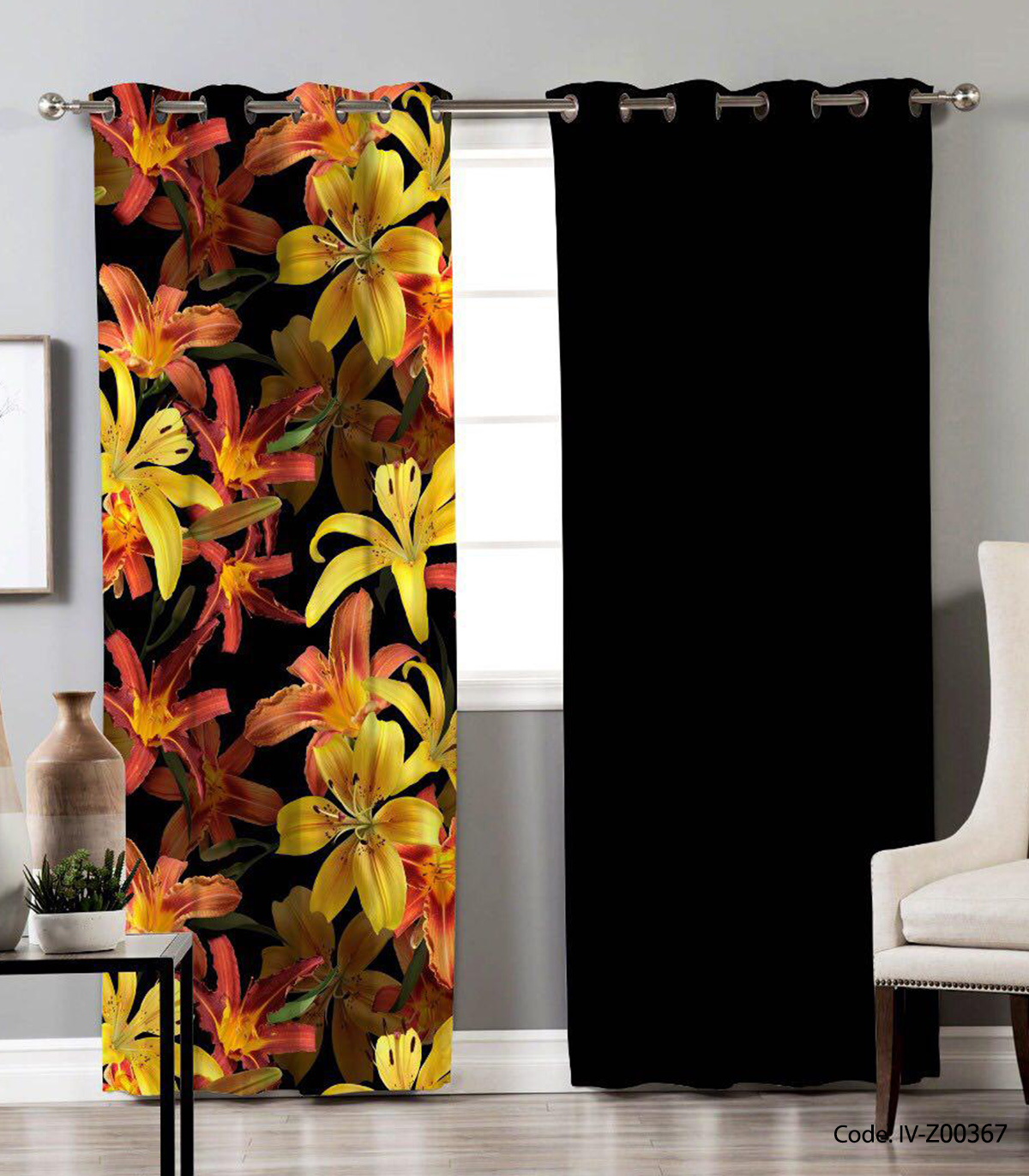 پرده پانچی دو تکه اتاق پذیرایی مدل LILIOM