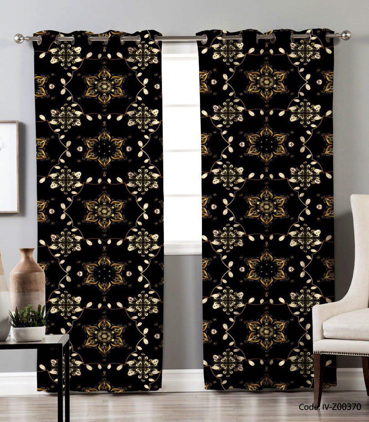 پرده پانچی 2 تکه اتاق پذیرایی مدل بلخ