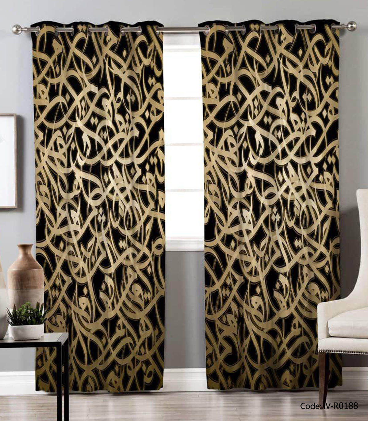 پرده پانچی سالن پذیرایی مدل اشکانیان