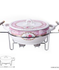 سوفله خوری سرامیکی بیضی بزرگ طرح گل سرخی