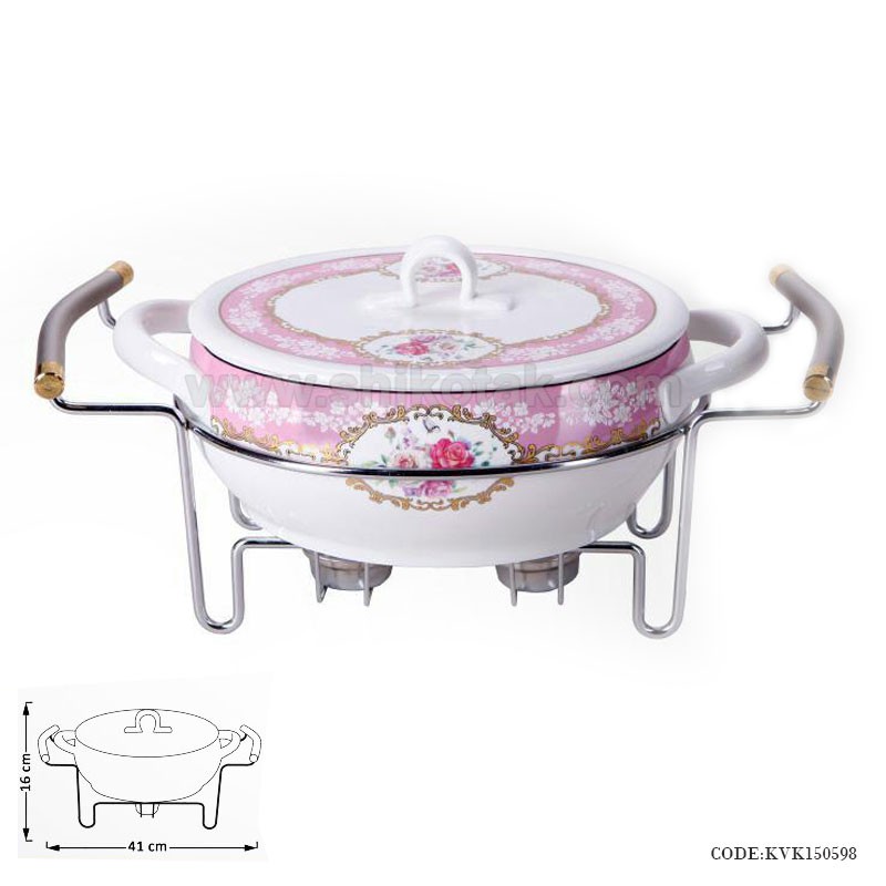 سوفله خوری سرامیکی بیضی بزرگ طرح گل سرخی