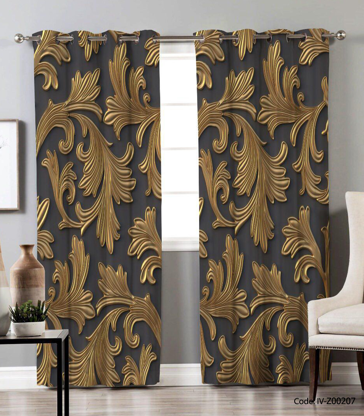 پرده پانچی اتاق پذیرایی مدل عقیق