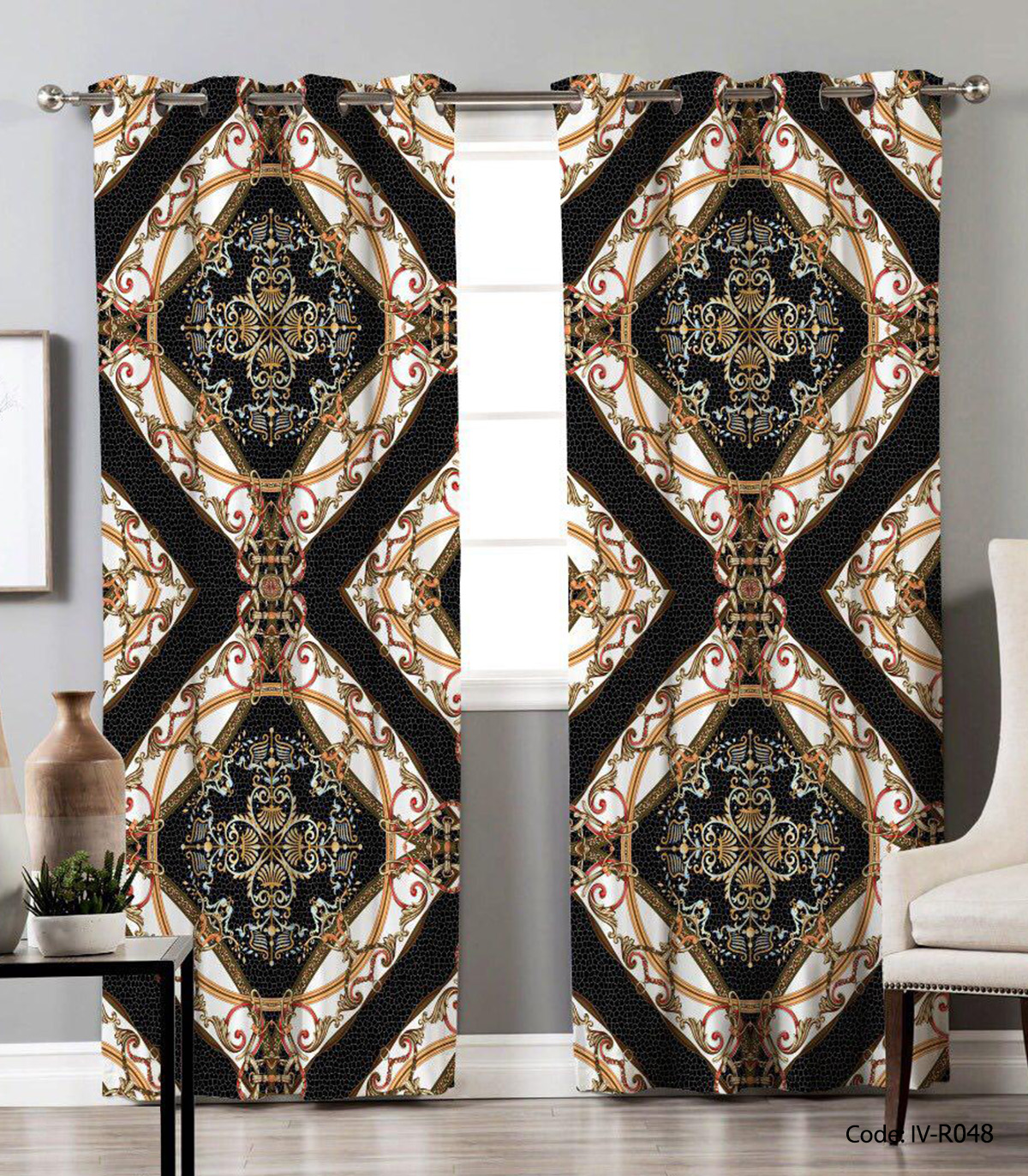 پرده پانچی 2 تکه اتاق پذیرایی مدل کوبا