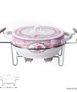 سوفله خوری سرامیکی بیضی کوچک طرح گل سرخی