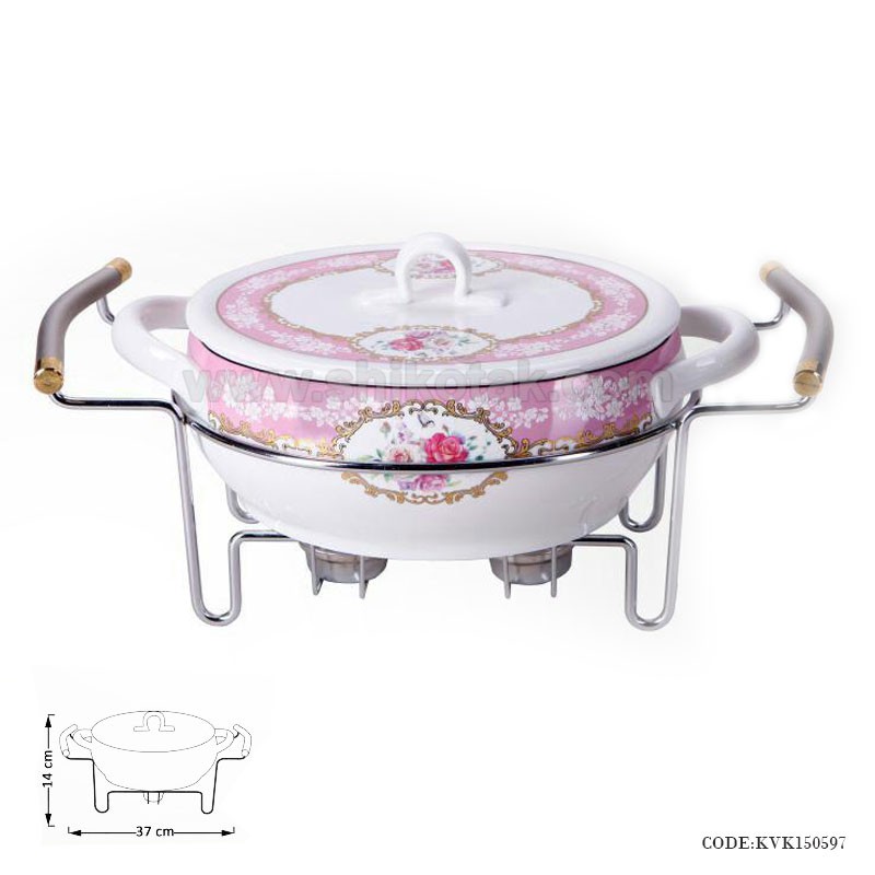 سوفله خوری سرامیکی بیضی کوچک طرح گل سرخی