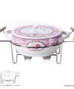 ظرف سوفله سرامیکی گل دار گرد بزرگ