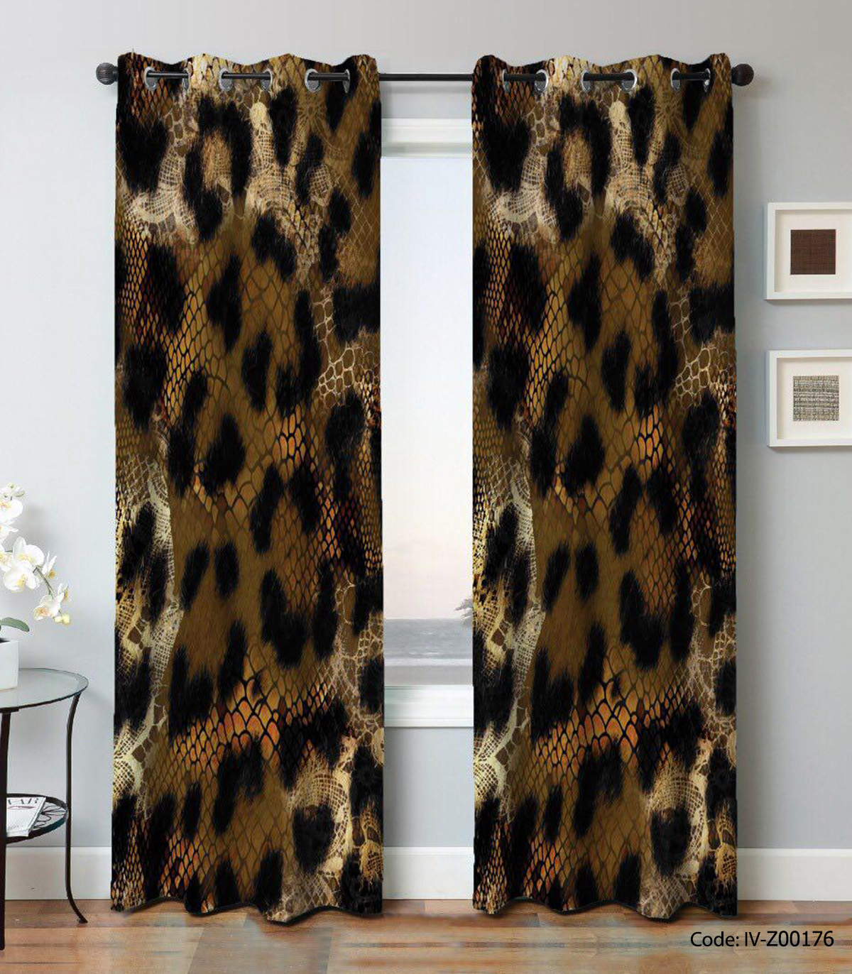 پرده پانچ سالن پذیرایی 2 تکه مدل پوست ماری