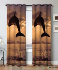 پرده پانچ دو تکه سالن پذیرایی مدل دلفین
