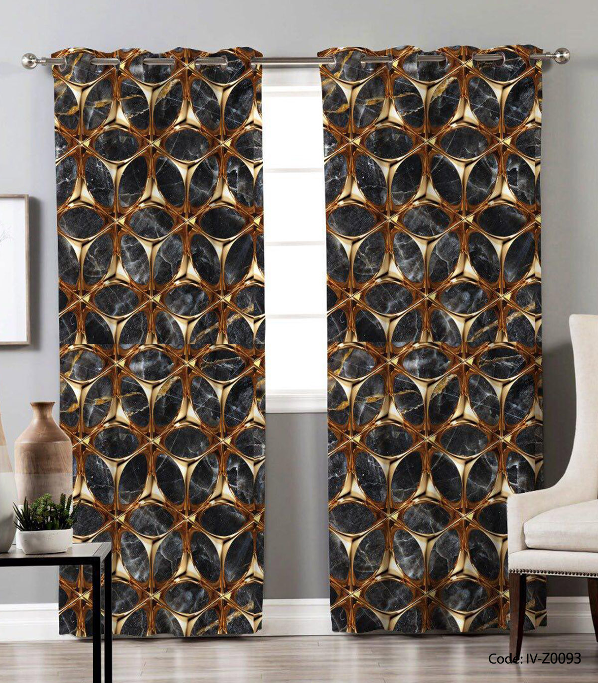 پرده پانچی سالن پذیرایی مدل ریوند