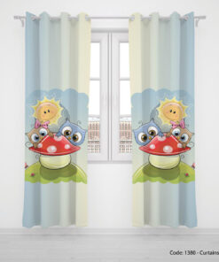 پرده پانچی دو تکه اتاق کودک مدل MUSHROOM