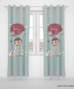 پرده پانچی دو تکه اتاق کودک دخترانه مدل LOVELY