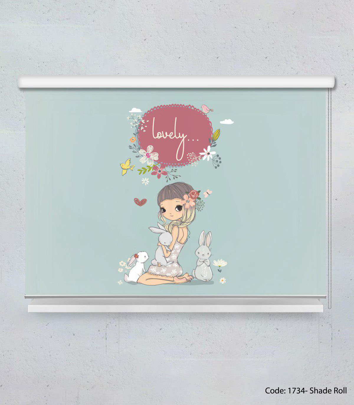 پرده شید بالارو اتاق کودک دخترانه مدل LOVELY