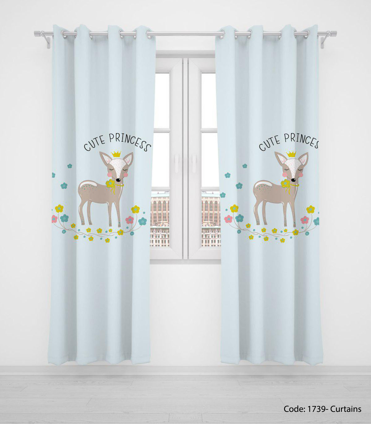 پرده پانچی دو تکه اتاق کودک مدل CUTE PRINCESS