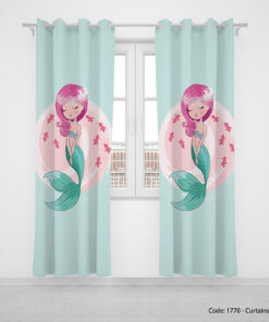 پرده پانچی دو تکه کودکانه مدل پری دریایی