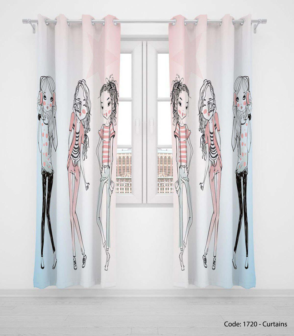 پرده پانچی نوجوان دخترانه مدل GIRLS