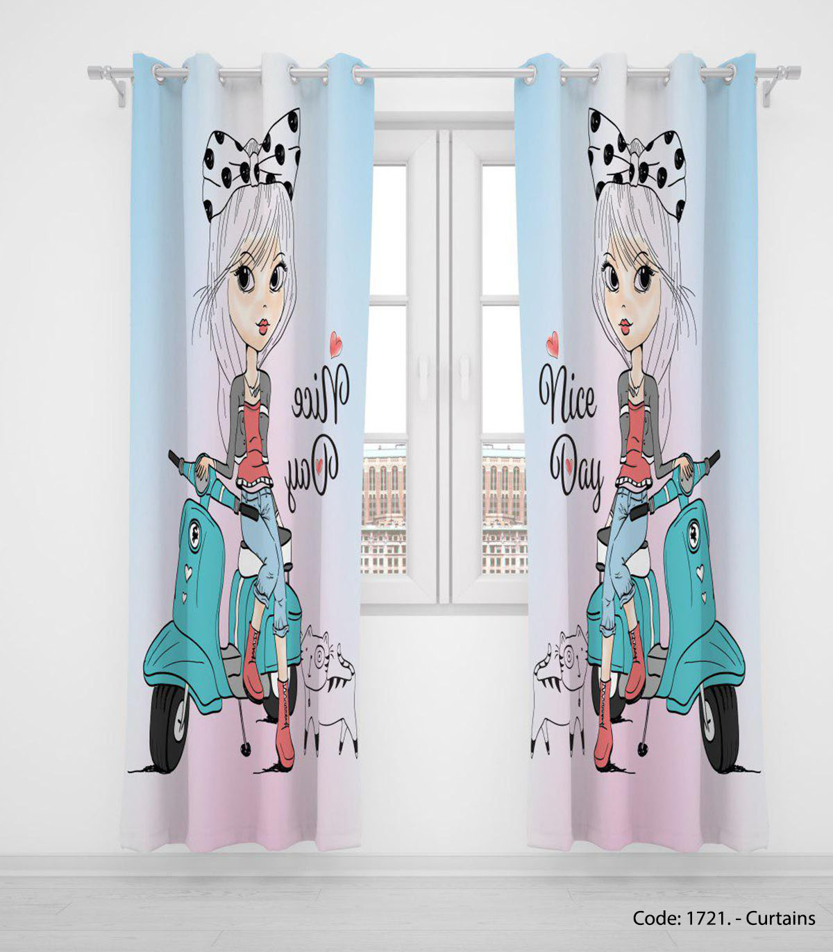 پرده پانچی اتاق کودک مدل NICE DAY