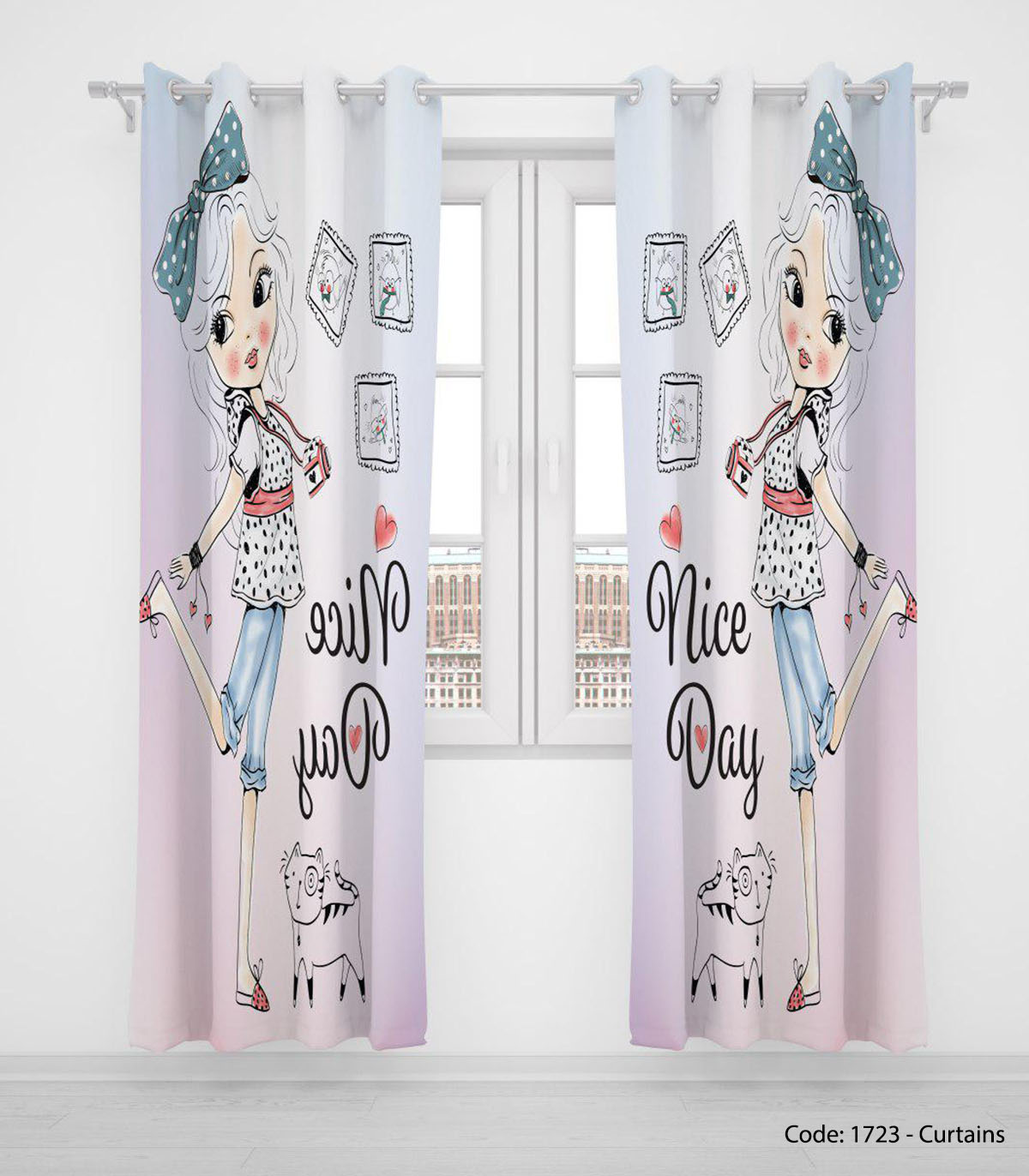 پرده پانچی دو تکه فانتزی اتاق کودک مدل MODELING