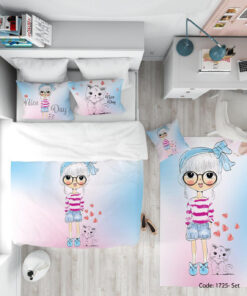 ست روتختی و ملحفه چاپی دخترانه مدل SARA