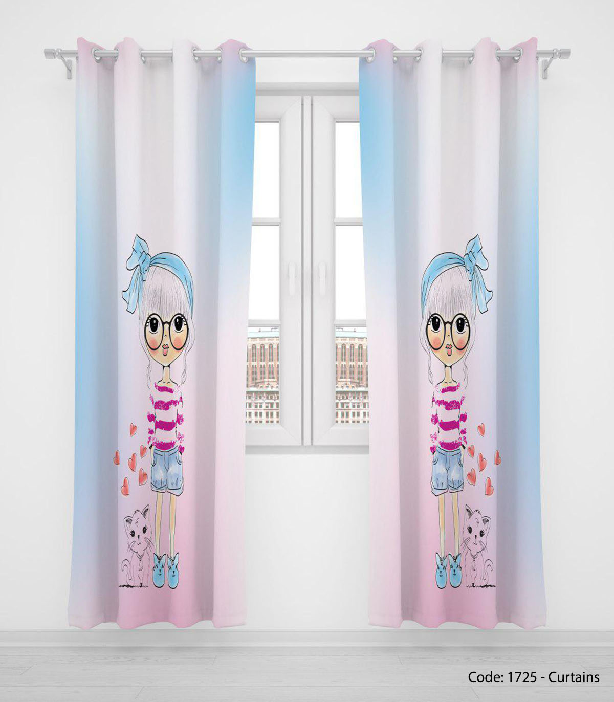 پرده دو تکه پانچی دخترانه مدل SARA