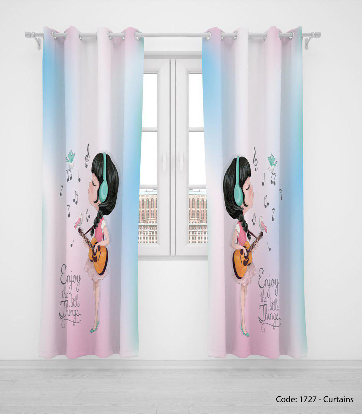 پرده پانچی اتاق کودک مدل GUITARIST