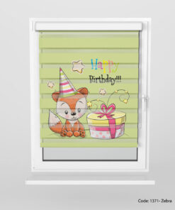 پرده زبرا سبز کودکانه مدل BIRTHDAY