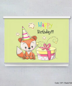 پرده شید رول سبز کودکانه مدل BIRTHDAY