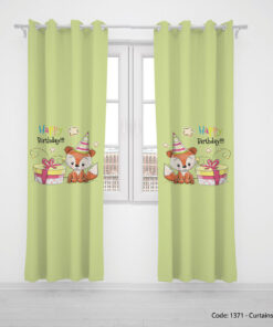 پرده پانچی سبز کودکانه مدل BIRTHDAY