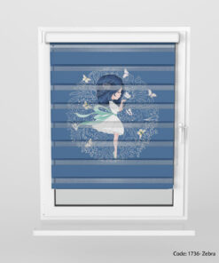 پرده زبرا سرمه ای دخترانه مدل BLUE HAIR