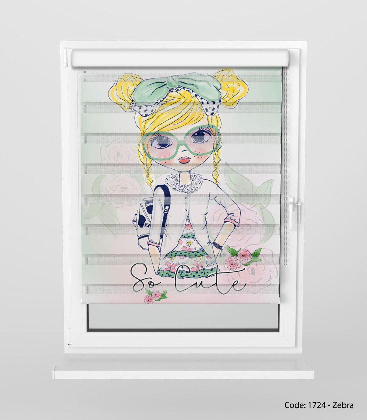 پرده زبرا دخترانه مدل SO CUTE