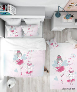 ست روتختی و ملحفه چاپی اتاق کودک دختر مدل RABBIT
