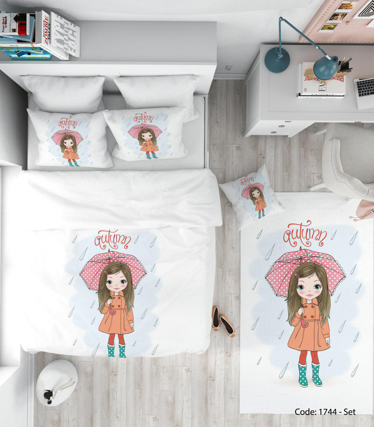 روتختی دخترانه نخی 4 تکه مدل RAIN