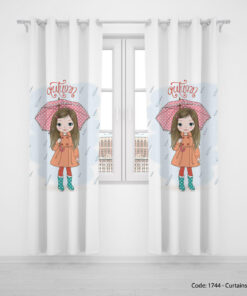 پرده پانچی دو تکه اتاق دخترانه مدل RAIN