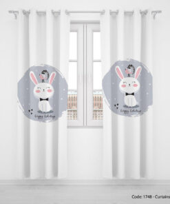 پرده پانچی دو تکه اتاق کودک دخترانه مدل HAPPY HOLIDAY