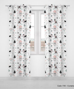 پرده دو تکه پانچی اتاق دخترانه مدل DOLLS