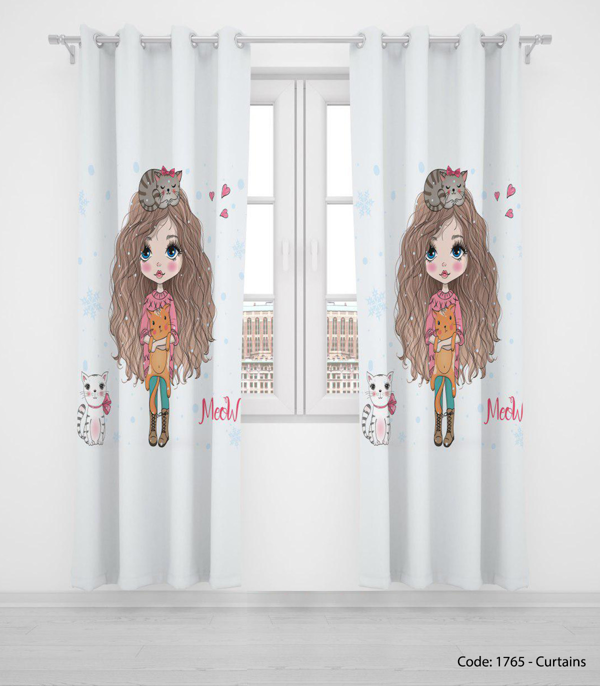 پرده پانچی دخترانه مدل MEEW