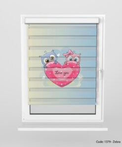 پرده زبرا قلبی کودکانه دخترانه مدل LOVE YOU
