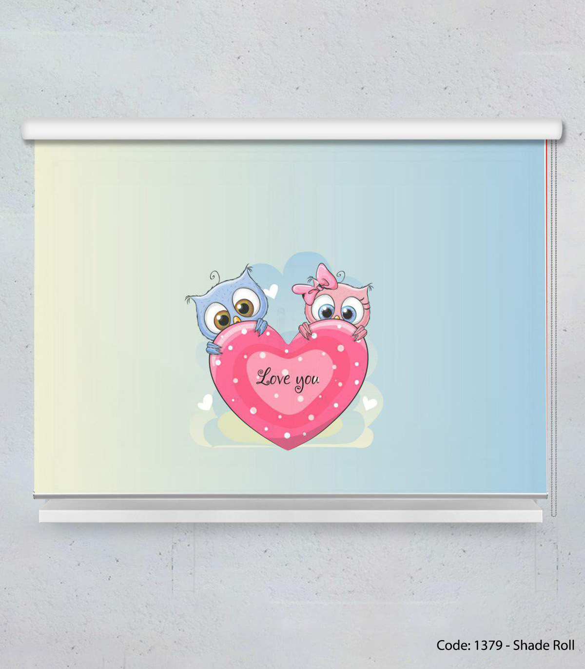 پرده شید بالارو قلبی دخترانه مدل LOVE YOU