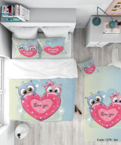 ست روتختی قلبی دخترانه مدل LOVE YOU