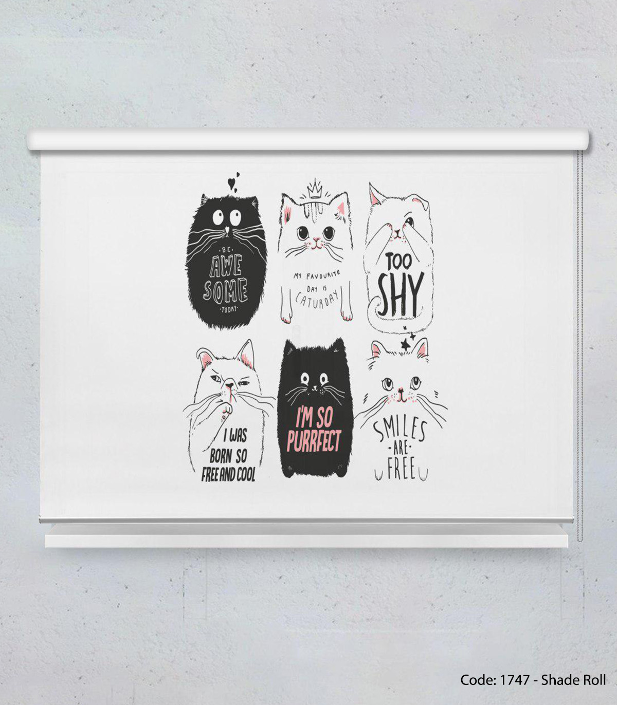 پرده شید رول اتاق دخترانه حیوانات مدل CAT