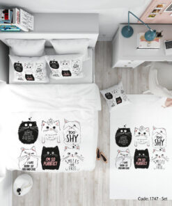 ست روتختی و ملحفه دخترانه حیوانات مدل CAT