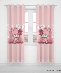 پرده دو تکه پانچی خرسی مدل FLOWER