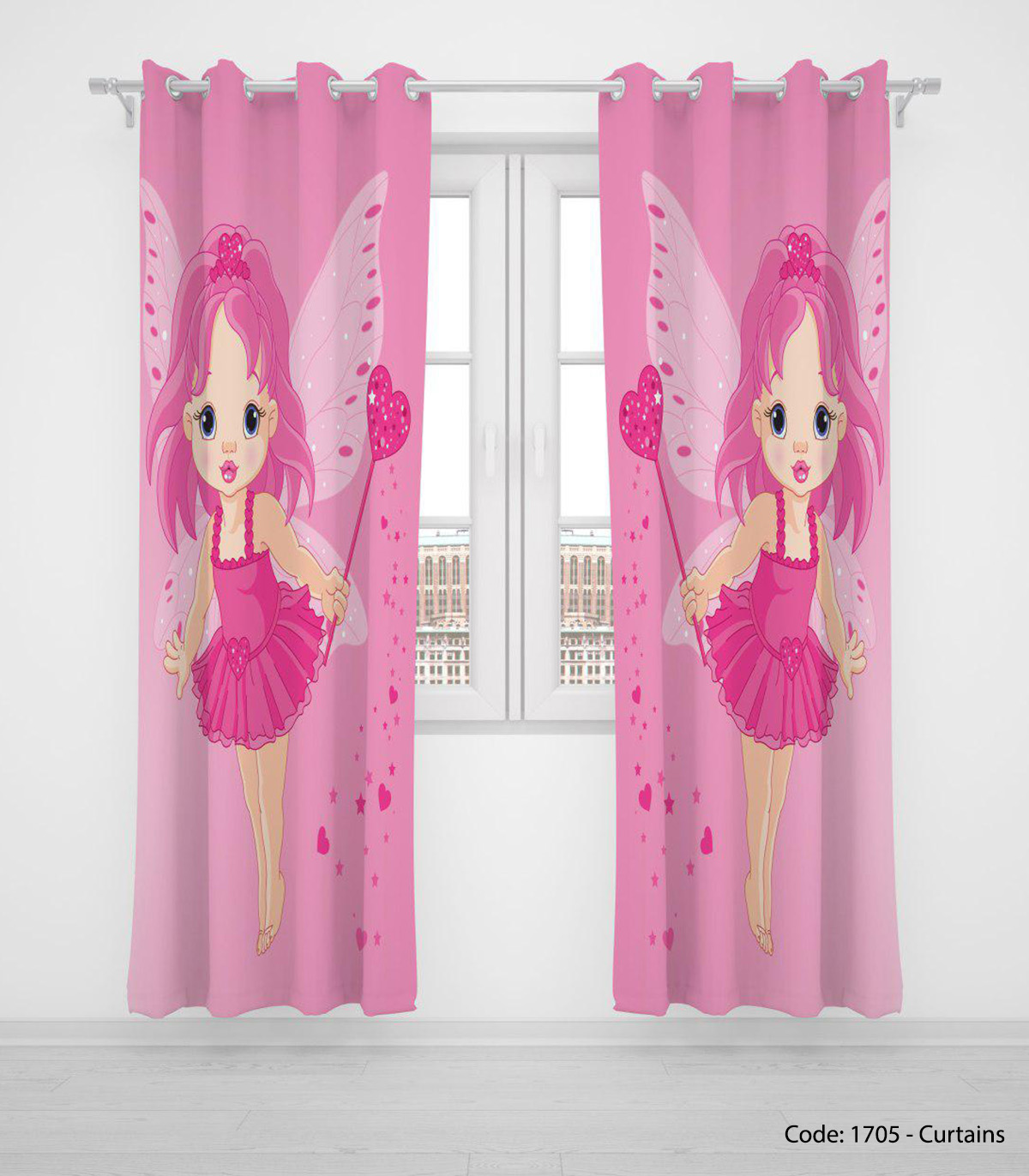 پرده پانچی دو تکه دخترانه مدل ANGEL