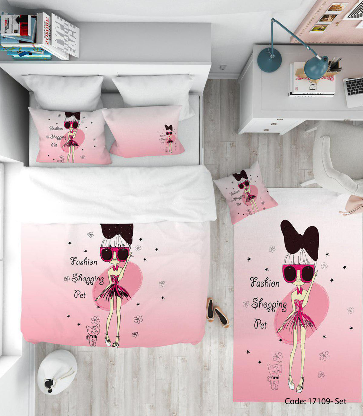 سرویس روتختی و ملحفه اتاق نوجوان مدل PET