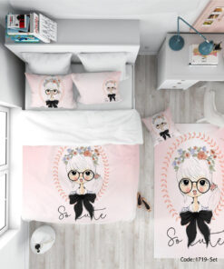 سرویس روتختی و ملحفه چاپی اتاق نوجوان دخترانه مدل SO CUTE 2