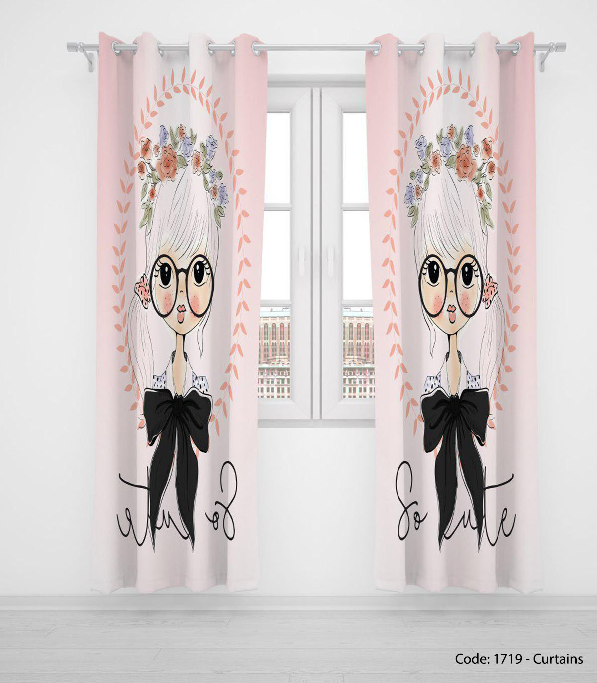 پرده پانچی دو تکه اتاق نوجوان دخترانه مدل SO CUTE 2