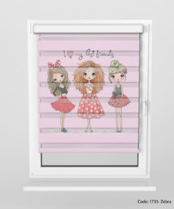 پرده زبرا دخترانه اتاق نوجوان مدل BEST FRIENDS