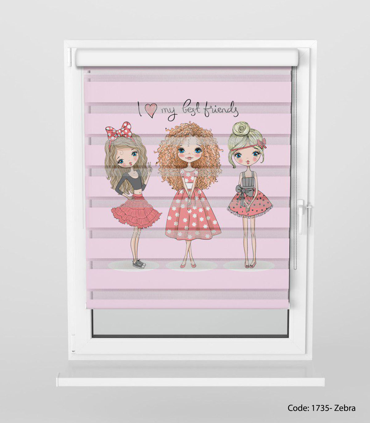 پرده زبرا دخترانه اتاق نوجوان مدل BEST FRIENDS